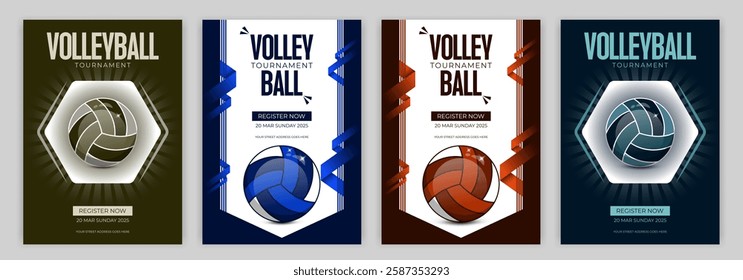 Editable EPS Volleyball Tournament Flyer Template for Sports Event Promotion Print Ready Design for Athletic Clubs Team Match Announcements and Game Night Marketing Shutterstock Template.