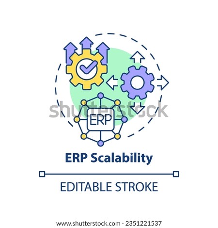 Editable ERP scalability icon concept, isolated vector, enterprise resource planning thin line illustration.