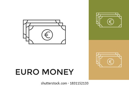 Icono de línea delgada de la moneda del euro editable con título. Útil para aplicaciones móviles, sitio web, software y medios impresos.