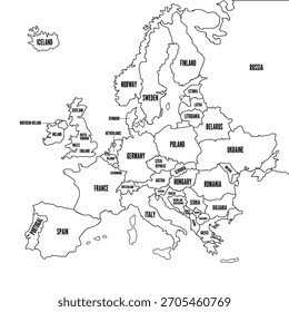 Editable Europe Map With Country Borders Outline Vector