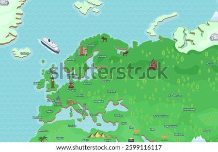 Editable Europe map vector design assets with detailed outlines, customizable colors, and scalable formats for print, web, and presentations. Perfect for infographics and professional use.