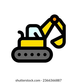excavadora editable, tractor, máquina, excavador, icono del vector cargador. Construcción, herramientas, industria. Parte de una familia de iconos grandes. Perfecto para interfaces web y de aplicaciones, presentaciones, infografías, etc