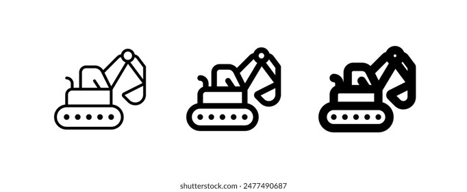 Excavadora editable, tractor, máquina, excavadora, cargador icono de Vector. Construcción, herramientas, industria. Parte de una gran familia de iconos. Perfecto para interfaces de Web y App, presentaciones, infografías, etc