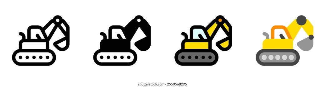 Editable excavator, tractor, machine, digger, loader vector icon. Construction, tools, industry. Part of a big icon set family. Perfect for web and app interfaces, presentations, infographics, etc