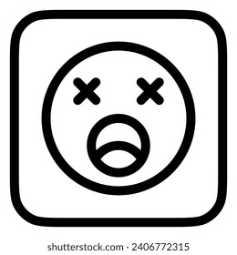 Icono de vector de emoticono de expresión agotable, cansado. Parte de una familia de iconos grandes. Parte de una familia de iconos grandes. Perfecto para interfaces web y de aplicaciones, presentaciones, infografías, etc