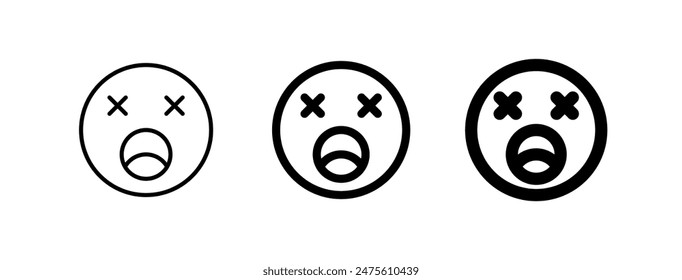 Icono de Vector de emoticono de expresión agotado, cansado y editable. Parte de una gran familia de iconos. Parte de una gran familia de iconos. Perfecto para interfaces de Web y App, presentaciones, infografías, etc