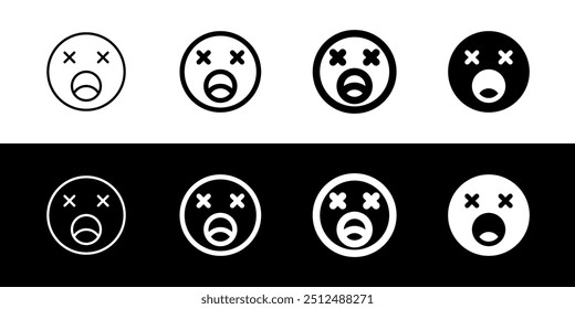 Editable exhausted, tired, expression emoticon vector icon. Part of a big icon set family. Part of a big icon set family. Perfect for web and app interfaces, presentations, infographics, etc