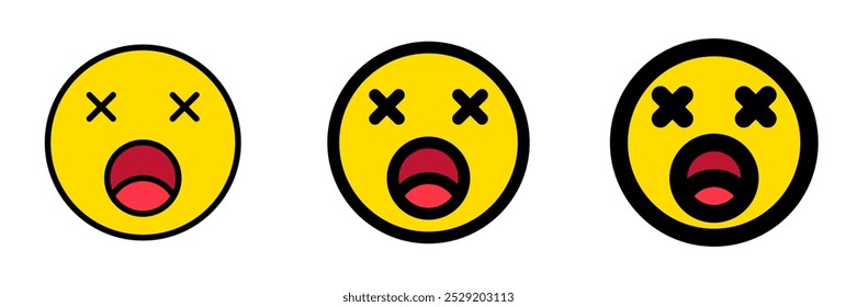 Editable exhausted, tired, expression emoticon vector icon. Part of a big icon set family. Part of a big icon set family. Perfect for web and app interfaces, presentations, infographics, etc