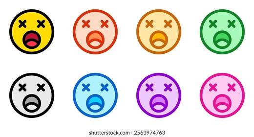 Editable exhausted, tired, expression emoticon vector icon. Part of a big icon set family. Part of a big icon set family. Perfect for web and app interfaces, presentations, infographics, etc