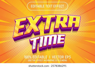 editable extra time vector text effect with modern style design