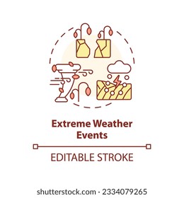 Icono editable de fenómenos meteorológicos extremos que representa el concepto de heatflación, vector aislado, impacto del calentamiento global ilustración lineal.