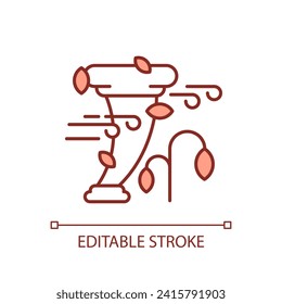 Editable extreme weather events icon representing heatflation concept, isolated vector, global warming impact linear illustration.