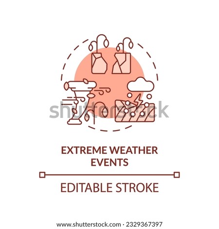 Editable extreme weather events icon representing heatflation concept, isolated vector, linear illustration of global warming impact.