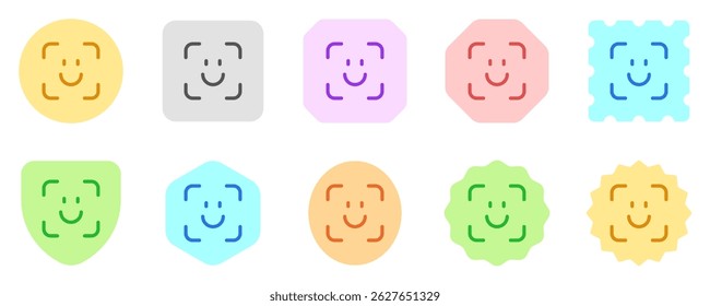 Identificador facial editable, ícono de Vector de reconocimiento facial. Parte de una gran familia de iconos. Perfecto para interfaces de Web y App, presentaciones, infografías, etc