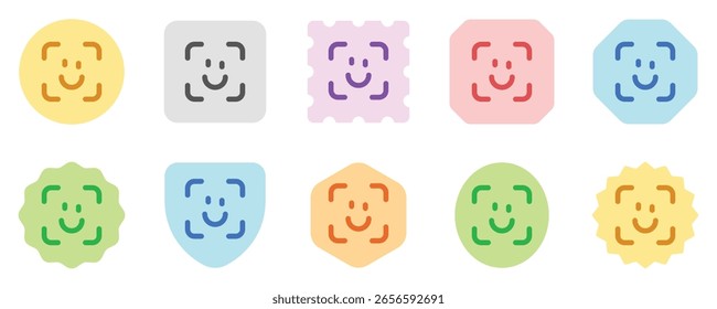 Identificador facial editable, ícono de Vector de reconocimiento facial. Parte de una gran familia de iconos. Perfecto para interfaces de Web y App, presentaciones, infografías, etc