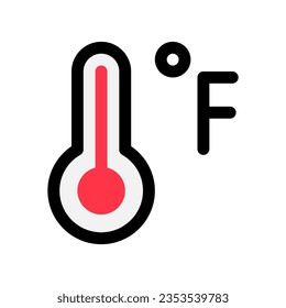 Icono del vector del termómetro de fahrenheit editable. Parte de una familia de iconos grandes. Perfecto para interfaces web y de aplicaciones, presentaciones, infografías, etc
