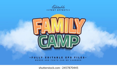 efecto de texto editable del campamento familiar.logotipo de tifografía