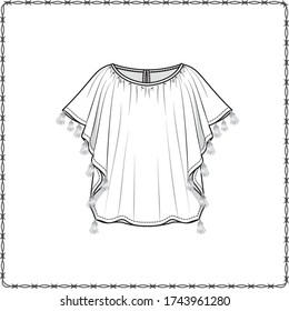 Editable fashion garment flat sketch for creating new designs
