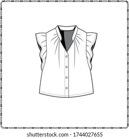 Editable fashion garment flat sketch for creating new designs