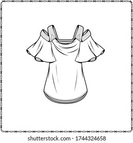 Editable fashion garment flat sketch for creating new designs