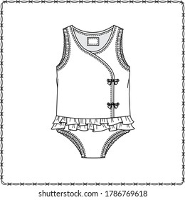 editable fashion kids wear garment flat sketch for creating your own design