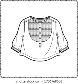editable fashion kids wear garment flat sketch for creating your own design