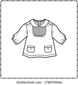 editable fashion kids wear garment flat sketch for creating your own design