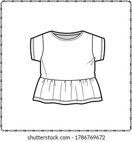 editable fashion kids wear garment flat sketch for creating your own design