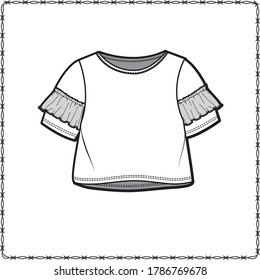 editable fashion kids wear garment flat sketch for creating your own design