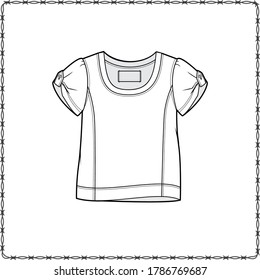 editable fashion kids wear garment flat sketch for creating your own design