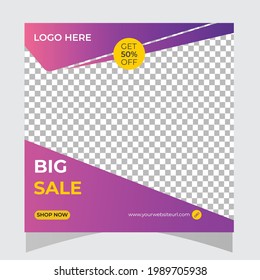 Editable fashion sale promotional  social media post template. Elegant sale and discount promo web banner for social media 