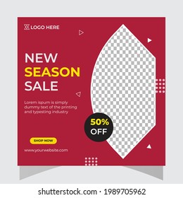 Editable fashion sale promotional  social media post template. Elegant sale and discount promo web banner for social media 