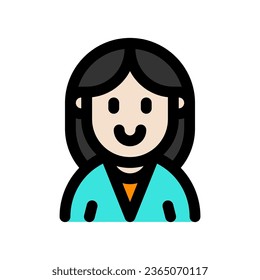 Bearbeitbare weibliche Mitarbeiter Avatar Vektorsymbol. Benutzer, Profil, Identität, Person. Teil einer großen Icon-Set-Familie. Perfekt für Web- und App-Schnittstellen, Präsentationen, Infografiken usw.