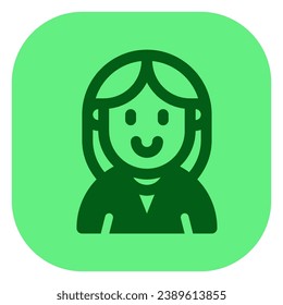 Bearbeitbare weibliche Mitarbeiter Avatar Vektorsymbol. Benutzer, Profil, Identität, Person. Teil einer großen Icon-Set-Familie. Perfekt für Web- und App-Schnittstellen, Präsentationen, Infografiken usw.