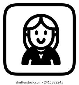 Bearbeitbare weibliche Mitarbeiter Avatar Vektorsymbol. Benutzer, Profil, Identität, Person. Teil einer großen Icon-Set-Familie. Perfekt für Web- und App-Schnittstellen, Präsentationen, Infografiken usw.