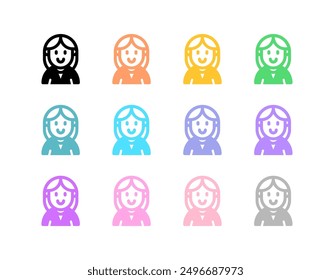 Editable female employee avatar vector icon. User, profile, identity, persona. Part of a big icon set family. Perfect for web and app interfaces, presentations, infographics, etc