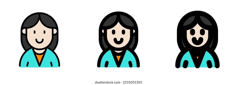 Editable female employee avatar vector icon. User, profile, identity, persona. Part of a big icon set family. Perfect for web and app interfaces, presentations, infographics, etc