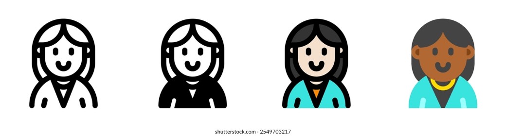 Editable female employee avatar vector icon. User, profile, identity, persona. Part of a big icon set family. Perfect for web and app interfaces, presentations, infographics, etc