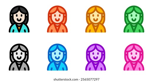 Editable female employee avatar vector icon. User, profile, identity, persona. Part of a big icon set family. Perfect for web and app interfaces, presentations, infographics, etc