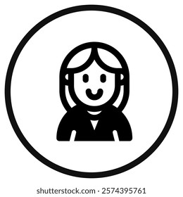 Editable female employee avatar vector icon. User, profile, identity, persona. Part of a big icon set family. Perfect for web and app interfaces, presentations, infographics, etc