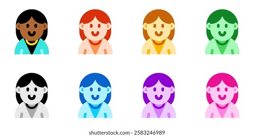 Editable female employee avatar vector icon. User, profile, identity, persona. Part of a big icon set family. Perfect for web and app interfaces, presentations, infographics, etc