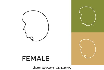 Editable Female Thin Line Icon with Title. Useful For Mobile Application, Website, Software and Print Media.