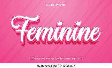 Efecto de texto femenino editable, estilo 3d de texto editable