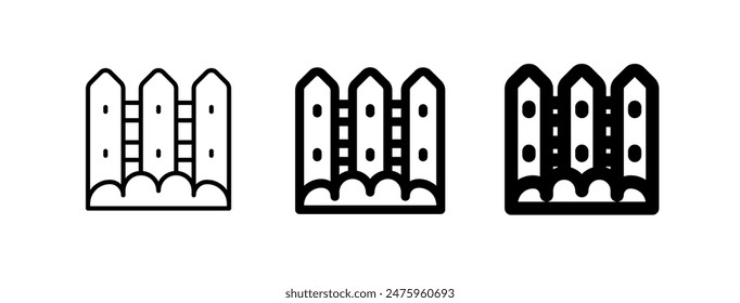 Icono de Vector de vallas editables. Jardinería, paisajismo, horticultura, construcción. Parte de una gran familia de iconos. Perfecto para interfaces de Web y App, presentaciones, infografías, etc