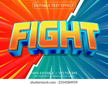 editable fight vector 3d text effect with modern style design