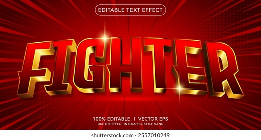 editable fighter vector 3d text effect with modern style design