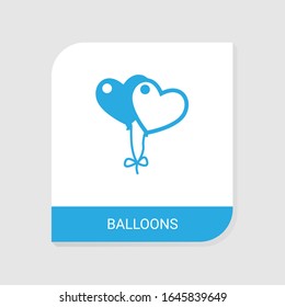 Editable filled balloons icon from Valentines Day icons category. Isolated vector balloons sign on white background