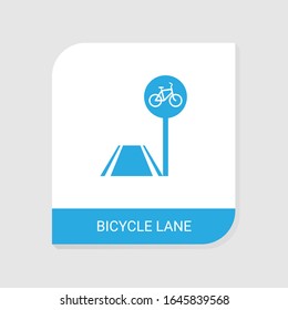 Icono editable relleno de carril de bicicletas de la categoría de iconos de alquiler de bicicletas. Signo de carril de bicicleta vectorial aislado sobre fondo blanco
