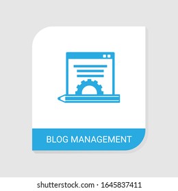 Icono de gestión de blogs rellenado editable de la categoría de iconos de marketing digital. Signo de gestión de blog de vector aislado sobre fondo blanco