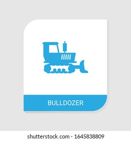 Editable filled bulldozer icon from Construction icons category. Isolated vector bulldozer sign on white background